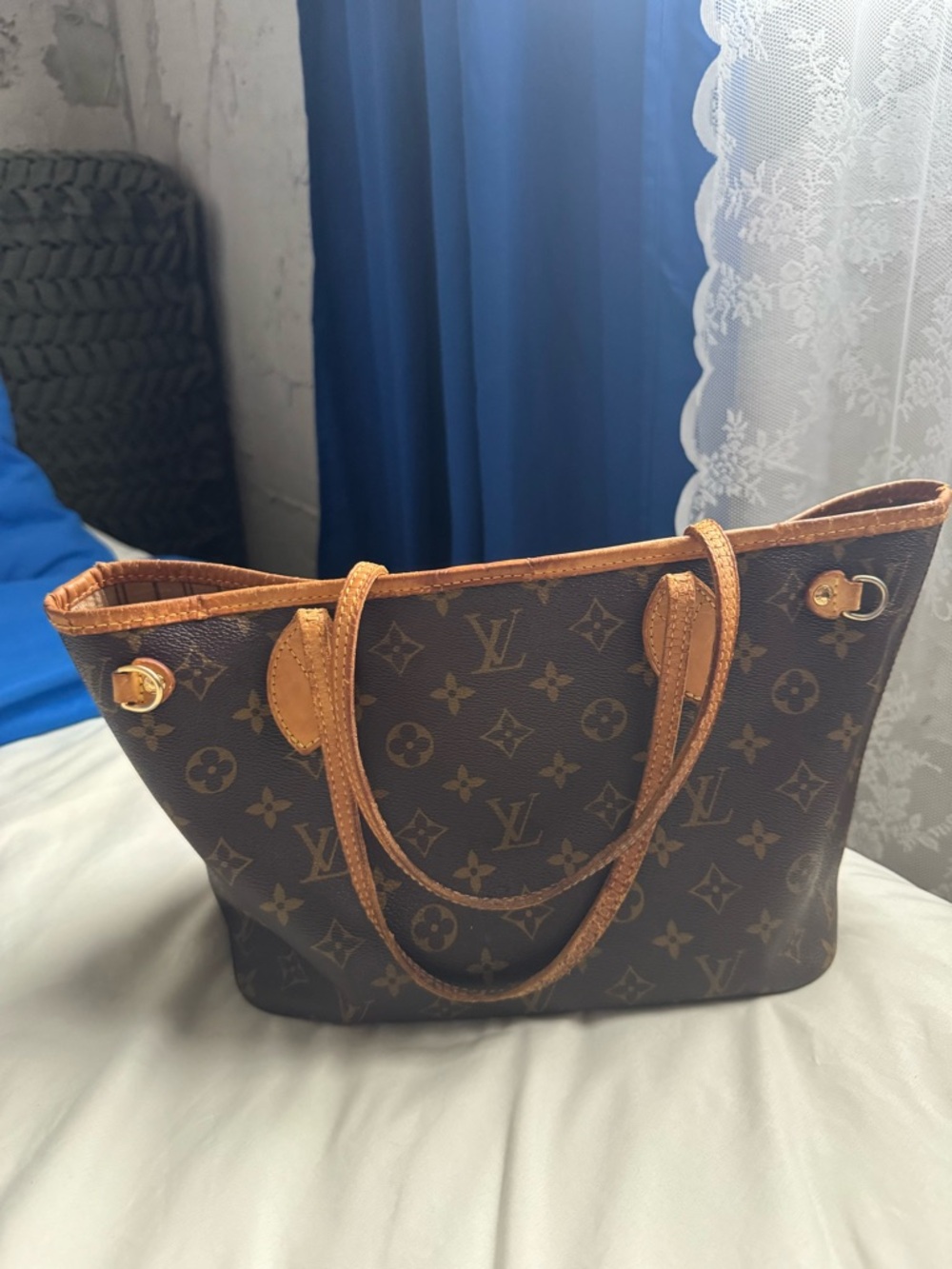 Louis Vuitton neverfull small Brown Monogram Canvas Tote with Tan Leather Trim